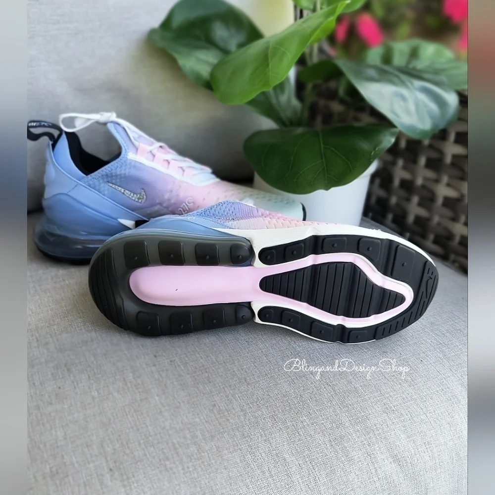Women's Nike Air Max 270 Pink Sneakers made with Swarovski Crystals Custom